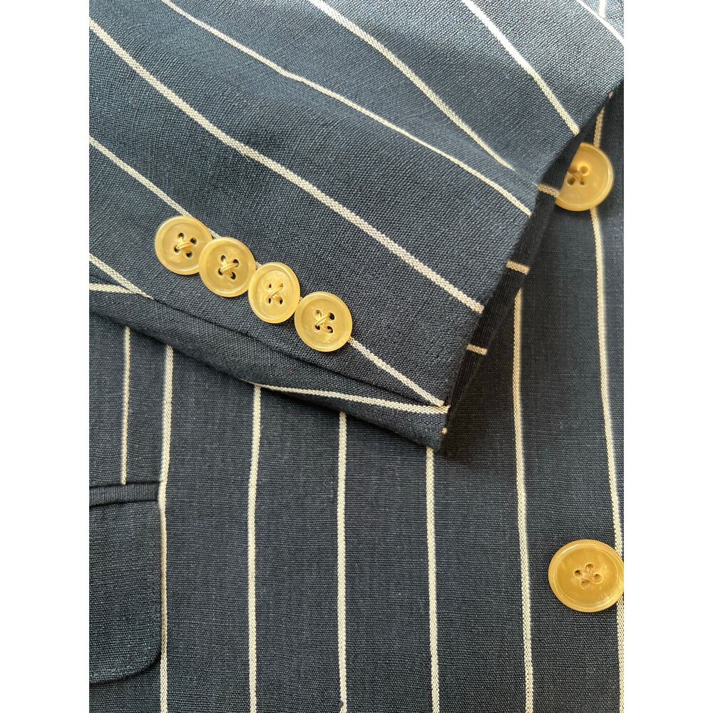Hickey Navy Blue & White Suit Jacket 3 Buttons Size 42R JL - Picture 12 of 12
